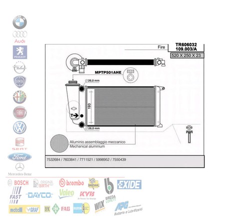 Radiatore acqua motore fiat - acqua,