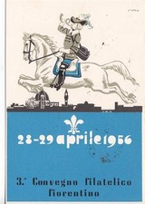 A8260) 3 CONVEGNO FILATELICO FIORENTINO, CORRIERE POSTALE A CAVALLO. ANNULLO.