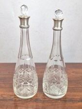 COPPIA BOTTIGLIE IN CRISTALLO E ARGENTO 800