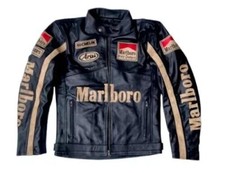 Giacca di pelle uomo Marlboro moto corsa Blake nera giacca vintage