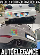 SOTTO PARAURTI POSTERIORE VW GOLF 6 VI 08-12 DIFFUSORE NERO LUCIDO ABS V-V