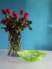 "KOSTA BODA" Centrotavola "Basket", Design Anna Ehrner, vetro artistico, verde.