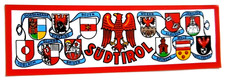 Adesivi Souvenir Sudtirolo 12 Città Stemmi Dolomiti Italia Anni 80 Auto D'epoca