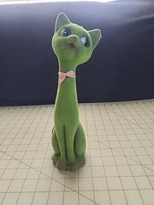 GREEN FUZZY CAT FIGURINE 