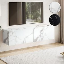 Mobile TV FineBuy Sospeso 120 cm Lowboard Effetto Marmo Mobile TV Porta Pieghevole