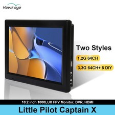 Occhio di Falco 1.2G/3.3G Monitor FPV Little Pilot Captain X 10.2'' 1000LUX 16:9 con DVR