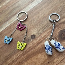 Lot Of Two Key Chain Butterflies And Dutch Clogs 