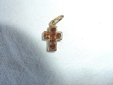  Pendentif Croix AIROLDI CRÉATEUR Italien Plaqué OR et AMBRE