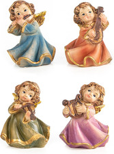 Angioletti Con Strumenti Musicali, Set 4 Pezzi: Figure Natalizie Decorative in R