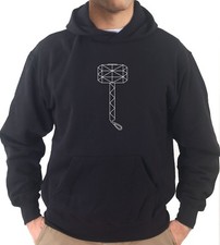 Felpa Con Cappuccio KJ1918 Martello di Thor in Minimal Art Celtic