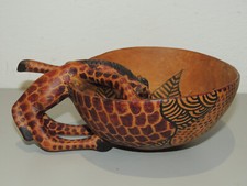 CIOTOLA IN LEGNO AFRICANA SCOLPITA CON GIRAFFA PROVENIENTE DALLO ZIMBABWE