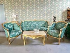 Set divano stile retrò barocco in velluto blu oro stile antico set divano fatto a mano