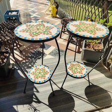 Coppia di portavasi in ferro e ceramica stile mosaico molto belli