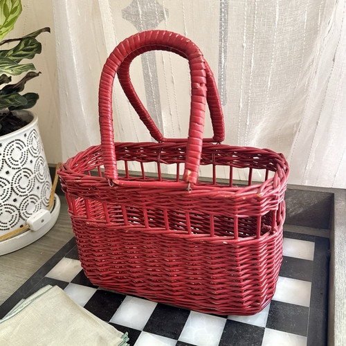 Cesto raccolta vimini - , rosso