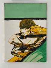 Remo Brindisi, Pastorello, olio su carta su tela, cm. 50x70, anni '70