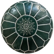 Pouf in pelle marocchina verde