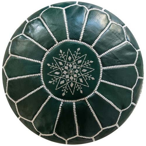 Pouf pelle marocchina verde - pelle,