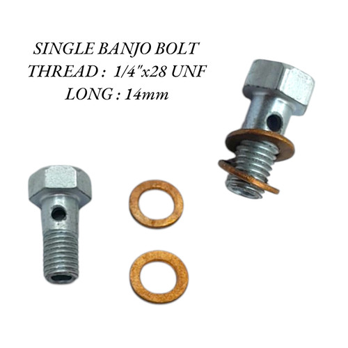 Unf 14mm long sgl banjo - 1/4", unf/14mm