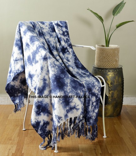Coperta cotone blu righe - coperta, a