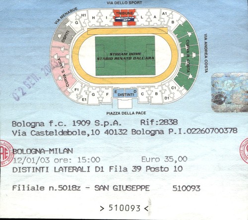 Biglietto stadio bologna milan - biglietto,
