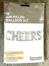 Palloncino Cheers Foil 16" Argento Lettere Capodanno Festa Palloncini Kit - NUOVO