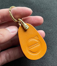 Portachiavi portachiavi logo auto in vera pelle bovina fatto a mano Volvo
