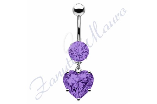 Piercing ombelico cuore viola