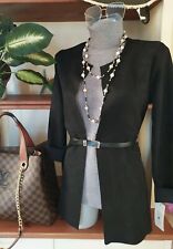 Soprabito giacca blazer spolverino donna nuovo nero pelle dainetto vintage trenc