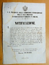 1856-NOTIFICAZIONE-Cambio valore MONETE D'ORO-Milano-Parma-Modena