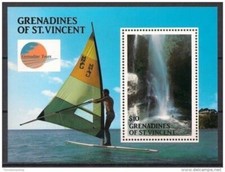 St. Vincent Grenadine 1988 Sport Windsurf Barca a Vela Cascata Turismo MNH