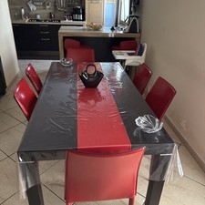 tavolo allungabile + 6 Sedie In Cuoio Rosso 