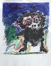 ENRICO BAJ italiano 1924-2003 RARO originale firmato litografia 1956 ottime condizioni