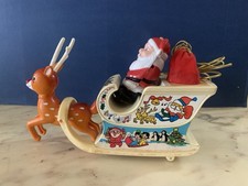 vintage TOY GIOCATTOLO PLASTICA BABBO NATALE SANTA CLAUS slitta S.J.F. TAIWAN