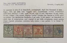 Regno,1924,cassa naz. ass. sociali,6 bolli.Certi. SOTTORIVA,perfetti, GI,MNH.**