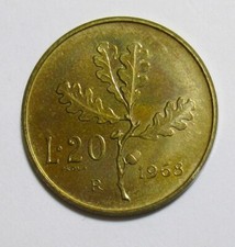 REPUBBLICA ITALIANA 20 LIRE 1968 RAMO DI QUERCIA PROVA