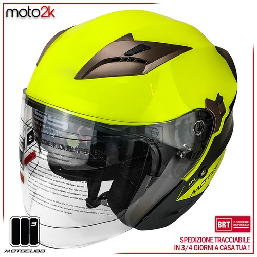 Casco jet motocubo giallo fluo - jet,