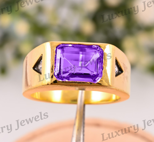 Anello uomo ametista naturale
