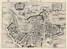 VERONA 1627 J. HONDIUS Stampa Antica Originale Rara Pianta Topografica Mappa