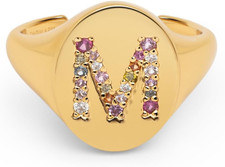 - Anello Personalizzato Signet Letter Colors. Ottone Con Finitura Placcata Oro 1