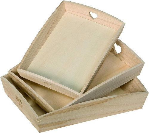 Set vassoio in legno cuore - set, *