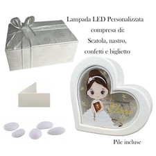 Bomboniera Comunione Bambina Lampada LED personalizzata. Tutto compreso!