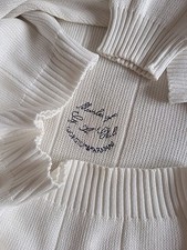 Giorgio Armani Vintage 1980s White Cotton V Neck Sweater Jumper Logo Size S-M