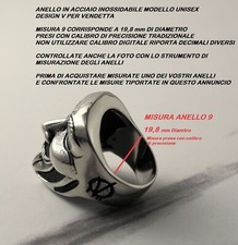 ANELLO ACCIAIO UOMO MASCHERA V VENDETTA ANONYMOUS ANELLI MODA UNISEX 9 =19,8mm