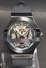 Bellissimo orologio da polso uomo meccanico quadrante scheletro automatico Maserati