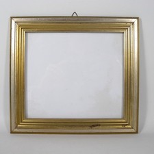 CORNICE IN LEGNO DORATO E ARGENTATO ORO E ARGENTO + VETRO VINTAGE 17.5 x 15.5 cm