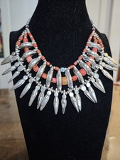 Collana In Argento Indiana, Corallo, Ambra E Turchese 