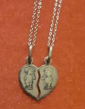 CIONDOLO Cuore spezzato  con 2 catenine con incisione.PURO ARGENTO 925 N.2 ?