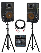 IMPIANTO AUDIO COMPLETO KARAOKE 600W DJ: casse amplificate + mixer + stativi