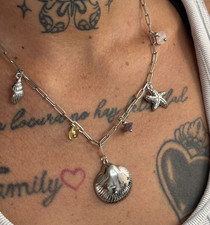 Collana Regolabile donna in Acciaio con charm stile marino Chiusura  Moschettone