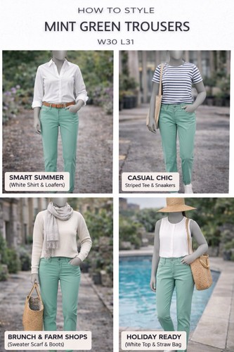 Jeans purdey verde menta w30 - menta,